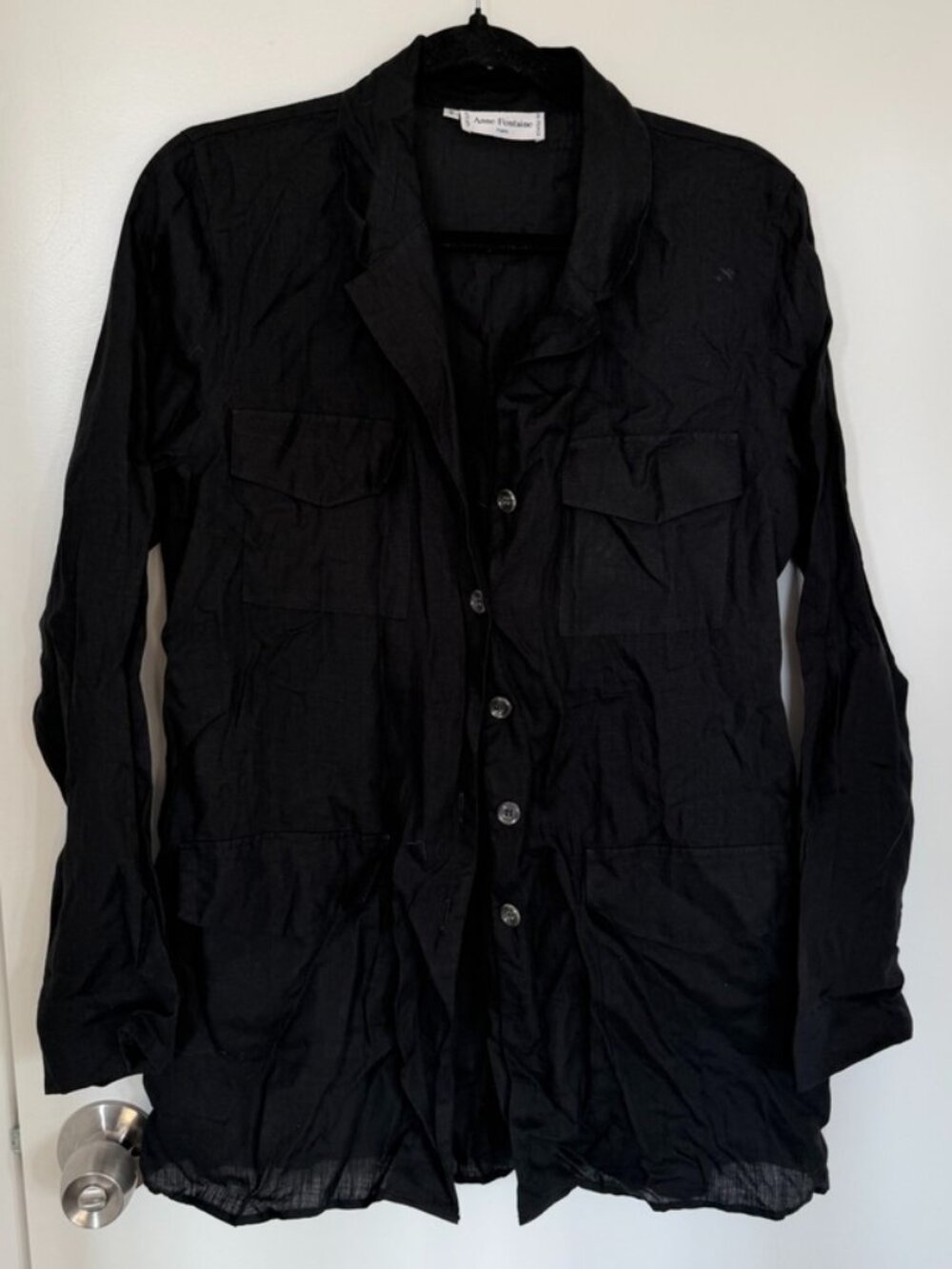 Anne Fontaine Black Linen Blouse Size 2